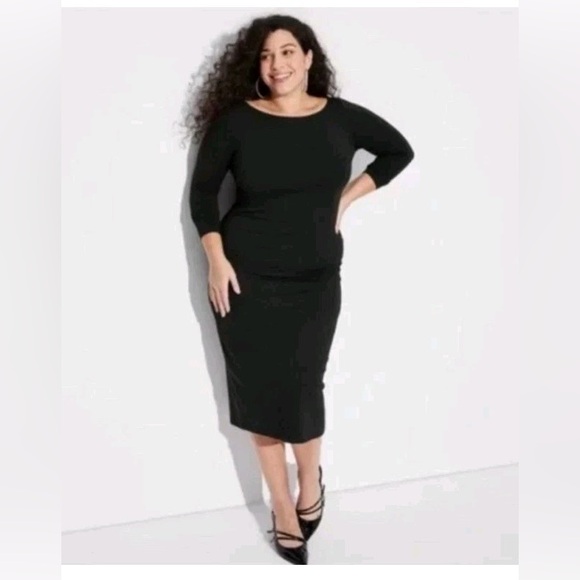 NWT WILD FABLE Black Long Sleeve Dress ( stretchy) - Picture 2 of 8